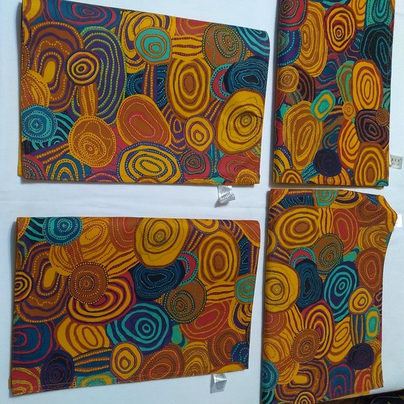 JIJAKA AUSTRALIA YELLOW MULTICOLOR ART 4 TABLE PLACEMATS - Picture 3 of 8